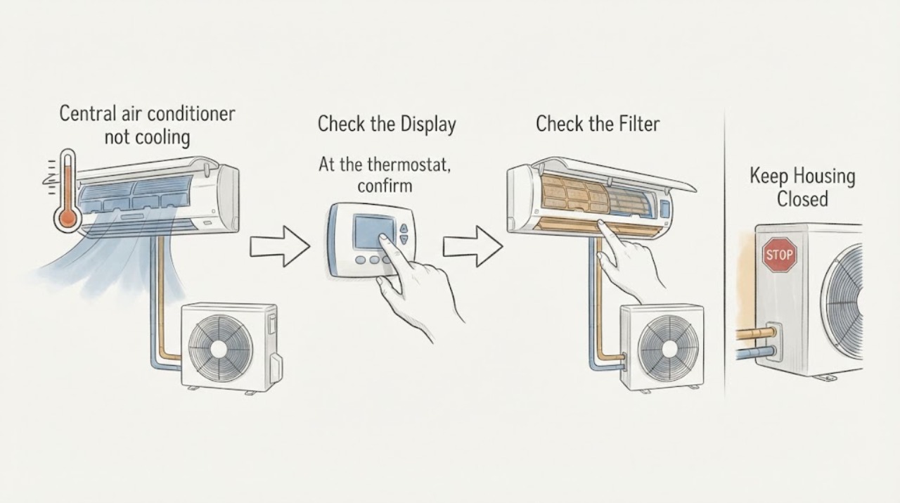 Central air conditioner not cooling