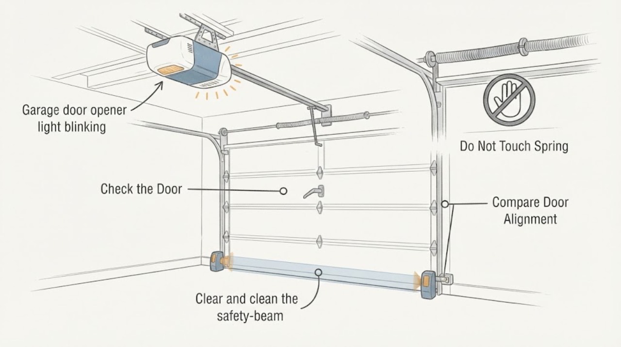 Garage door opener light blinking