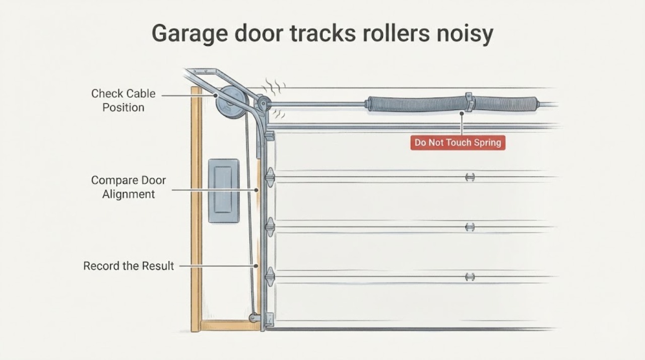Garage door tracks rollers noisy