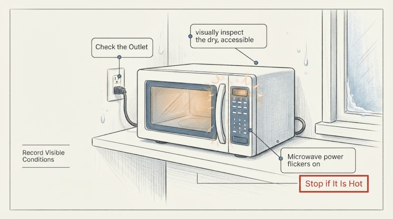 Microwave power flickers on