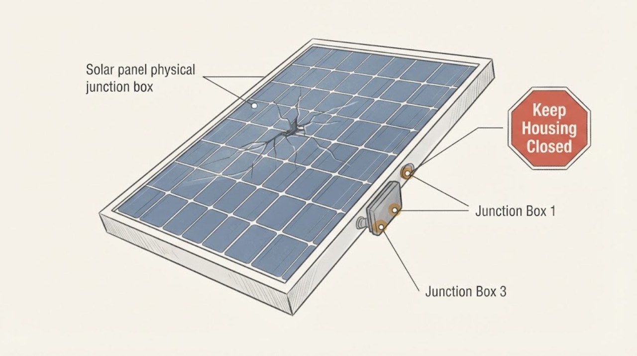 Solar panel physical junction box