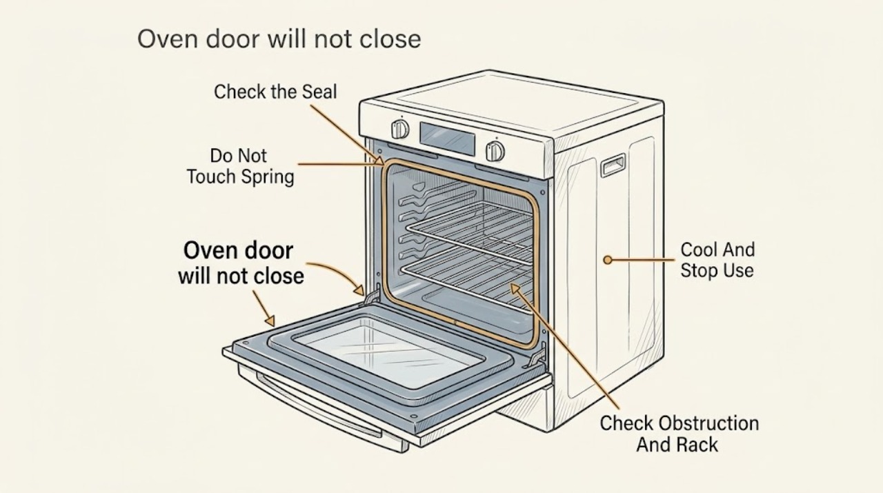 Oven door will not close