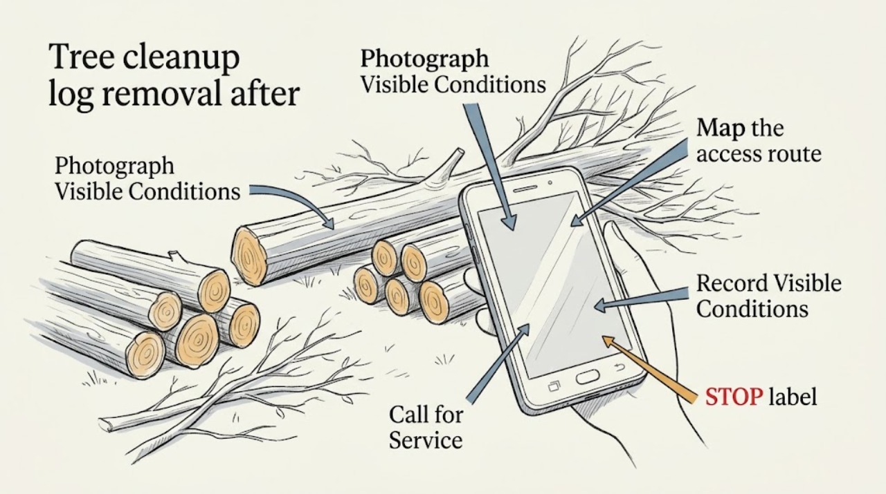 Tree cleanup log removal after