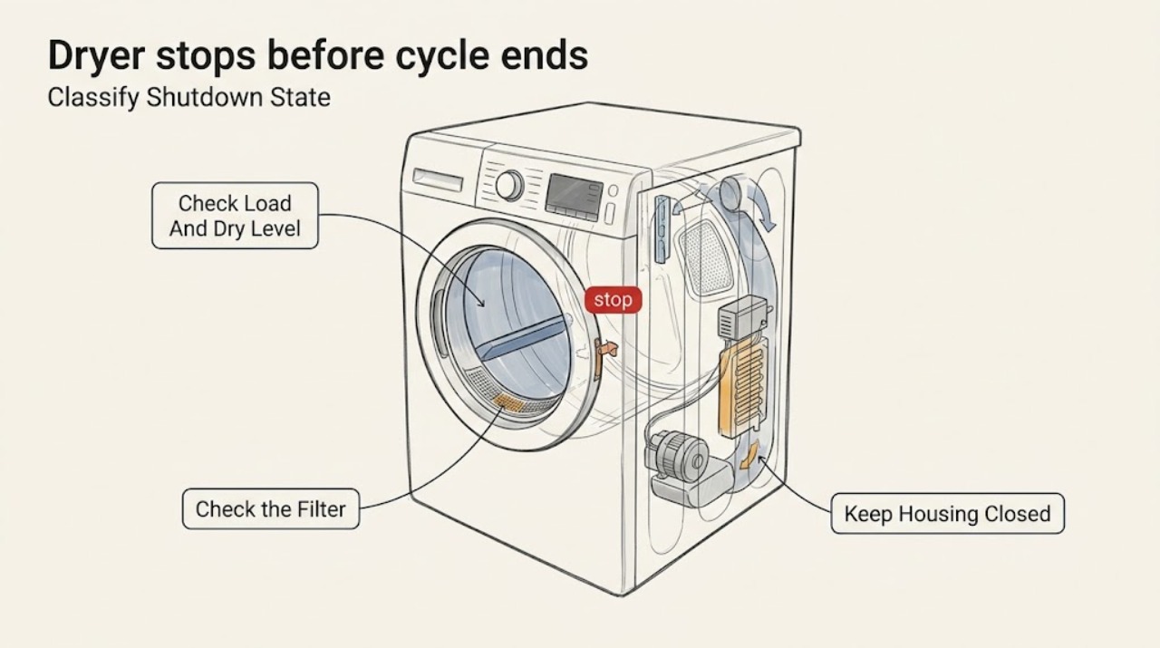 Dryer stops before cycle ends