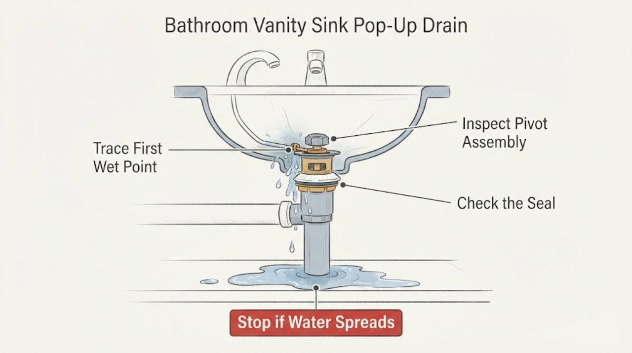 Bathroom Vanity Sink Pop-Up Drain