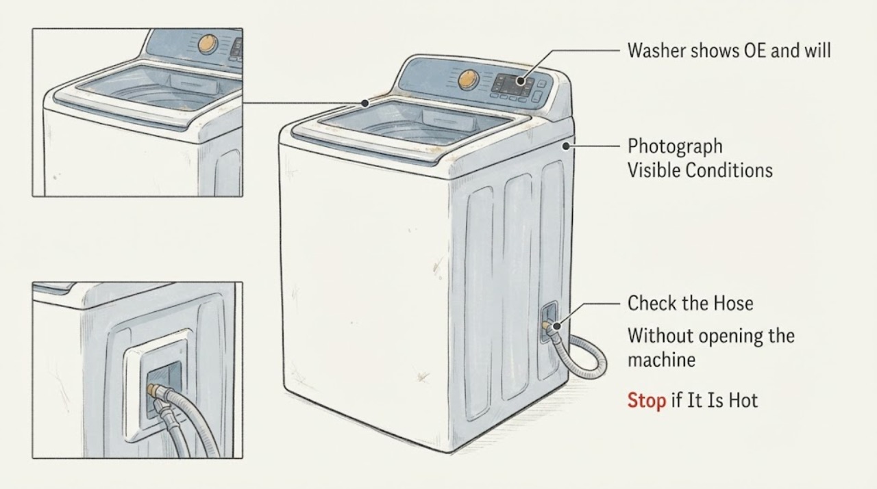 Washer shows OE and will