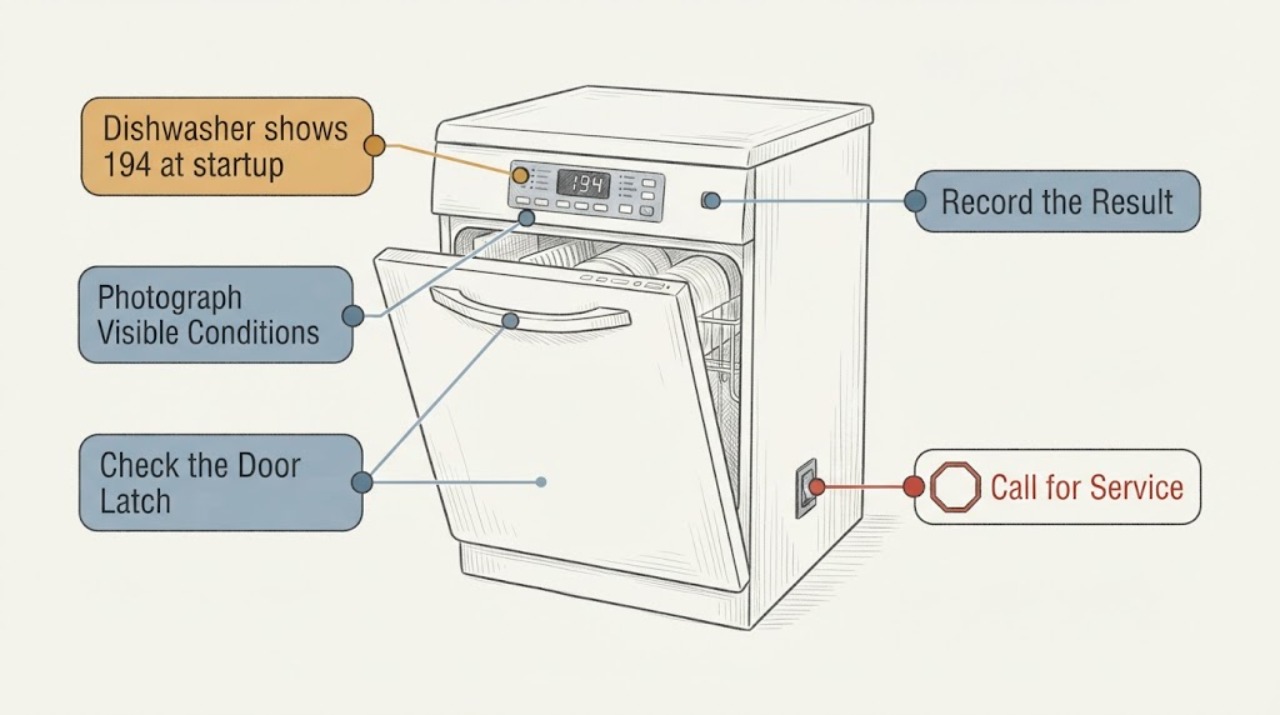 Dishwasher shows 194 at startup