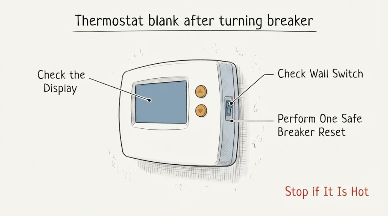 Thermostat blank after turning breaker