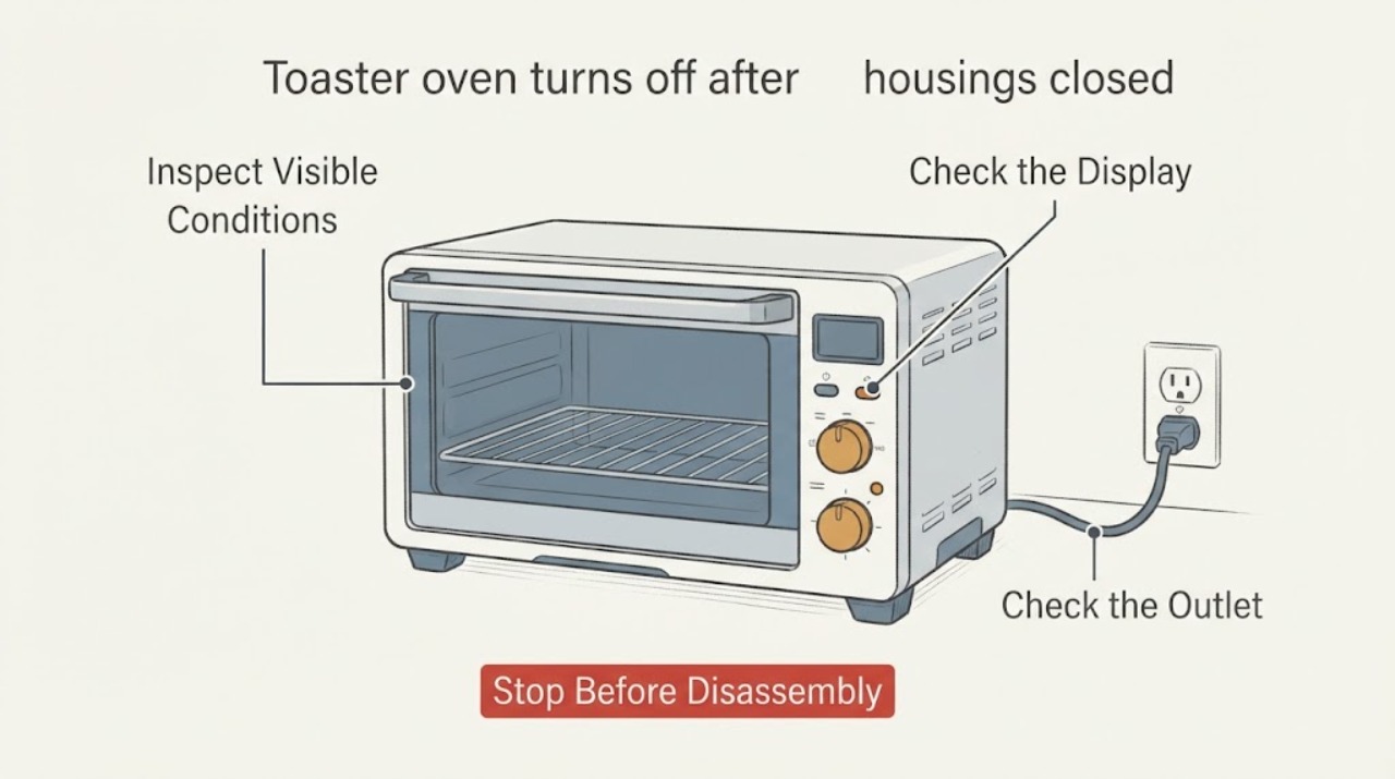 Toaster oven turns off after