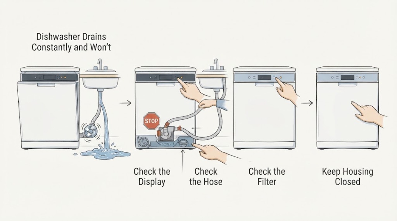 Dishwasher Drains Constantly and Won't