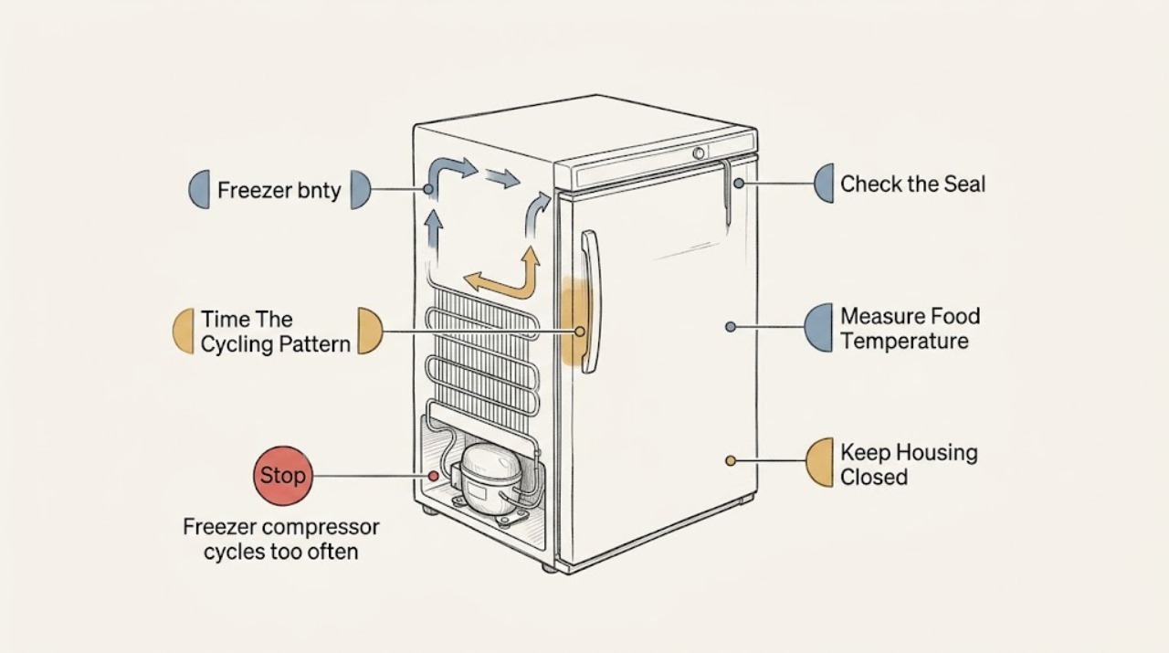 Freezer compressor cycles too often
