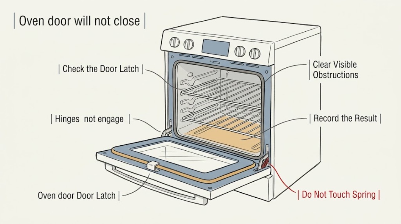 Oven door will not close