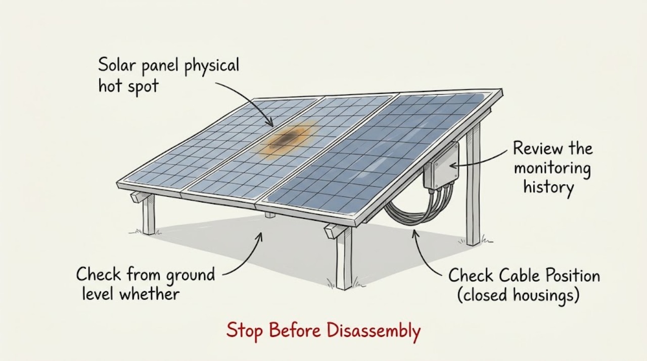 Solar panel physical hot spot
