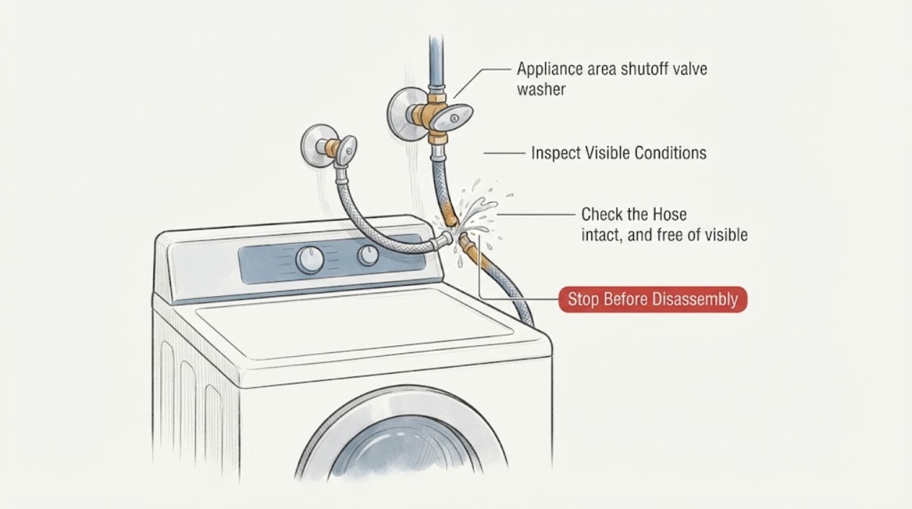 Appliance area shutoff valve washer