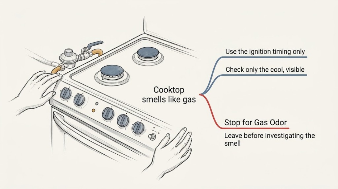 Cooktop smells like gas