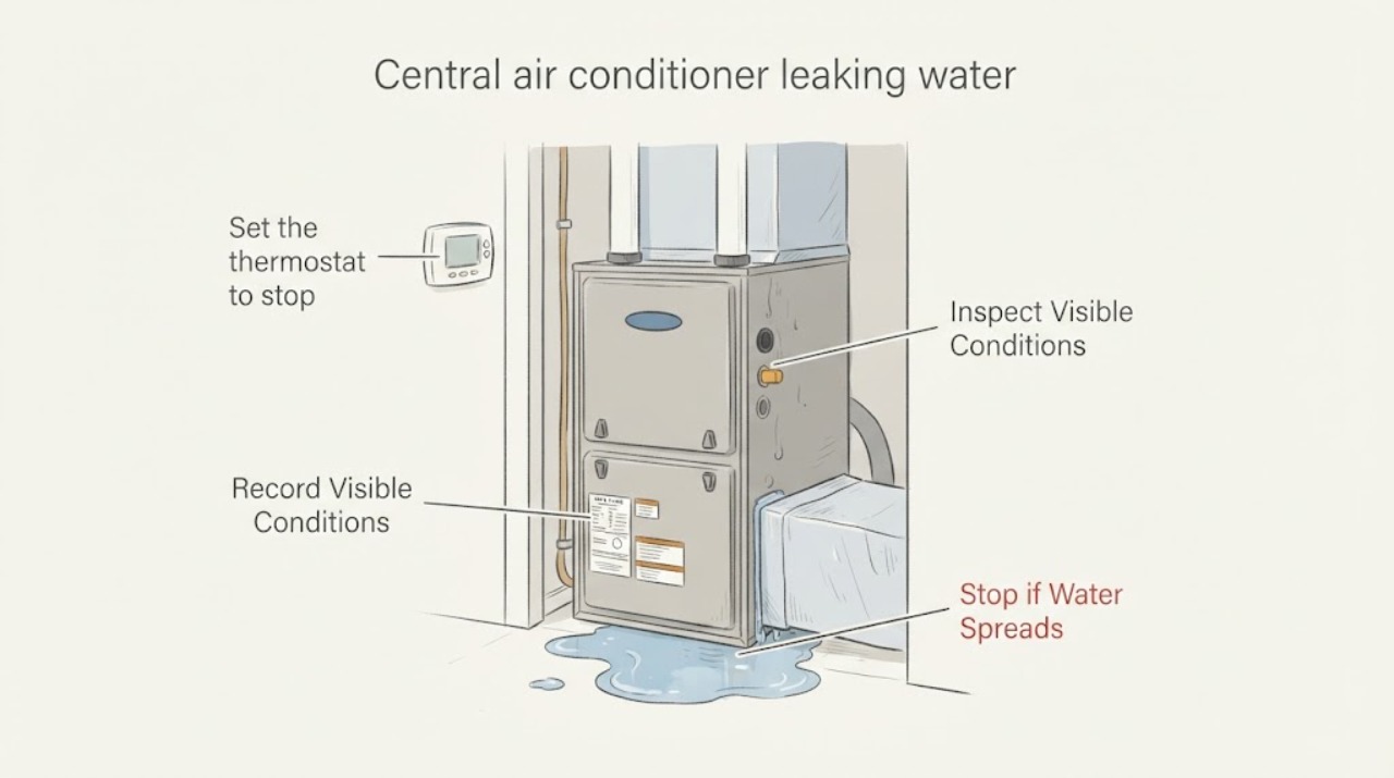 Central air conditioner leaking water