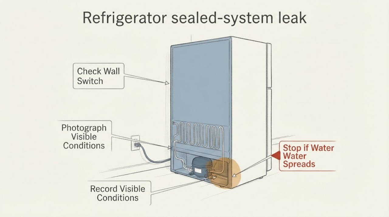 Refrigerator sealed-system leak