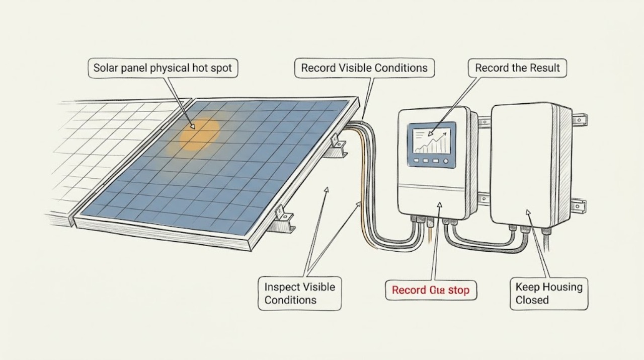 Solar panel physical hot spot