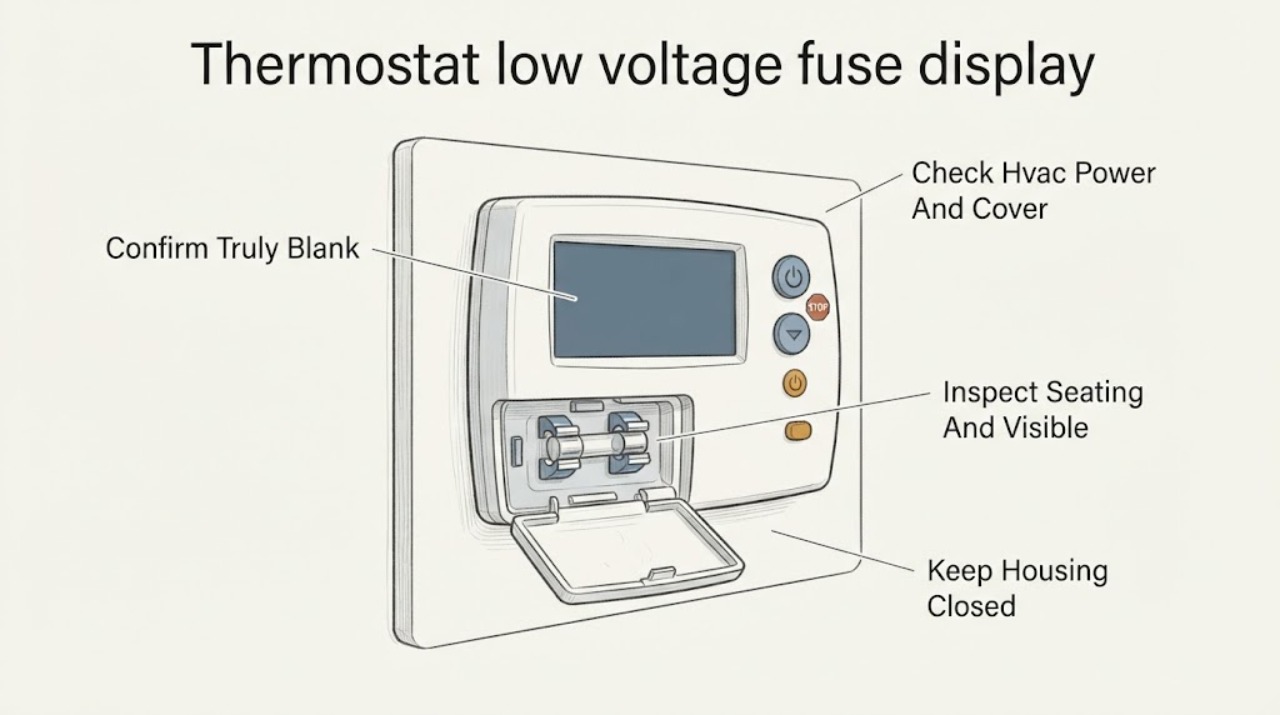 Thermostat low voltage fuse display