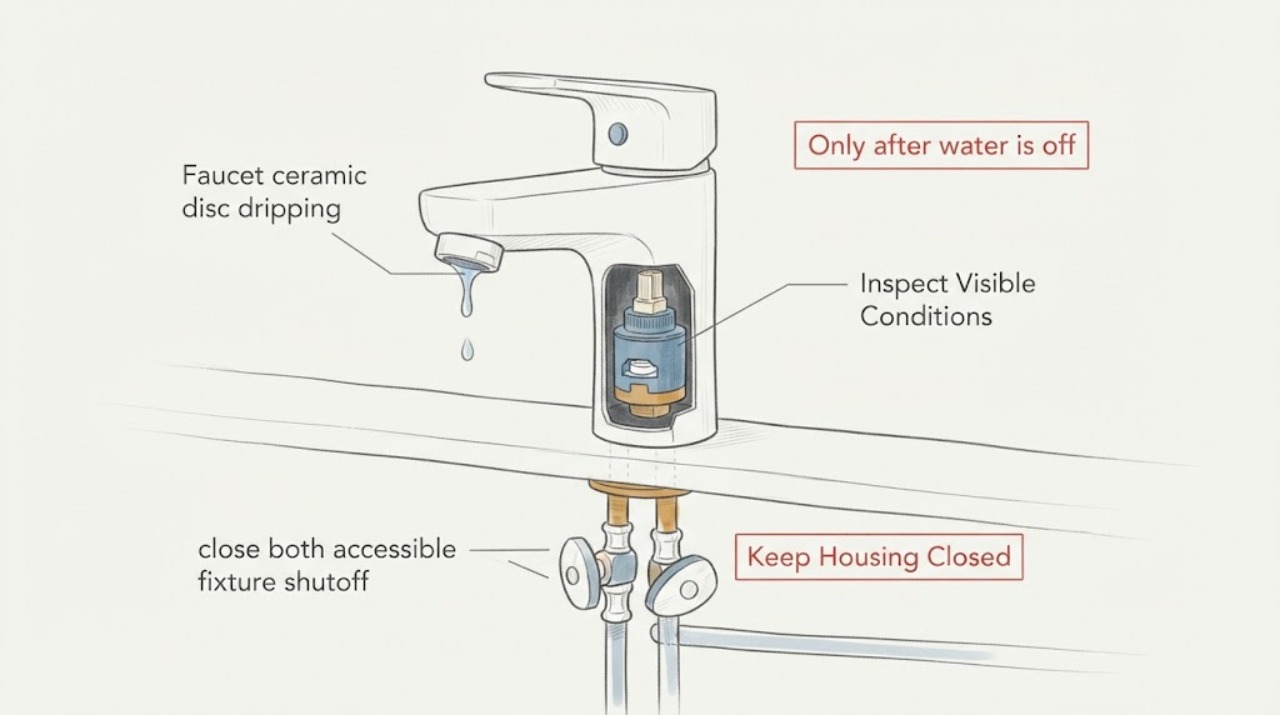 Faucet ceramic disc dripping