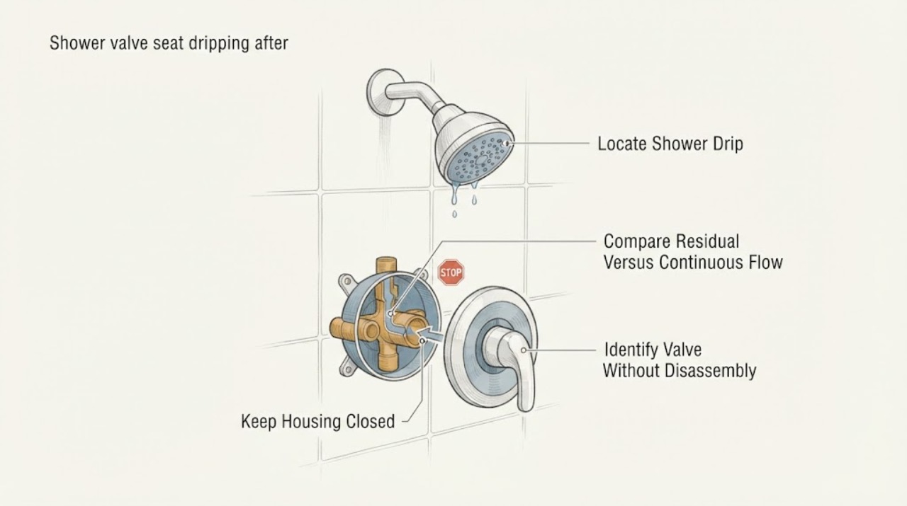 Shower valve seat dripping after