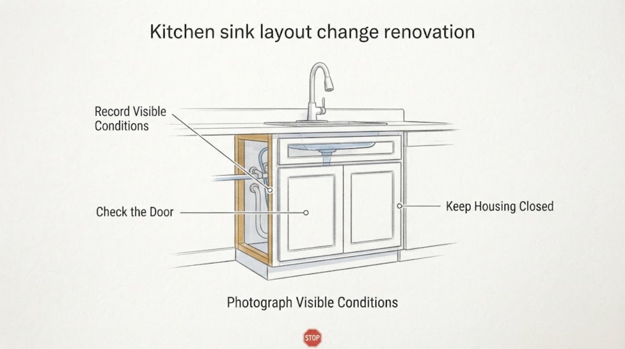 Kitchen sink layout change renovation