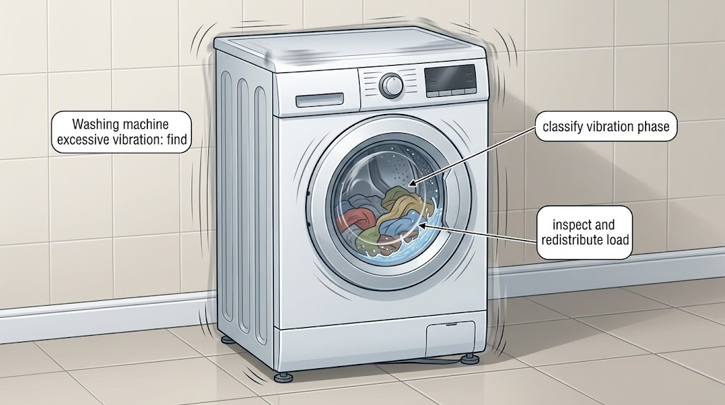 Washing machine excessive vibration: find