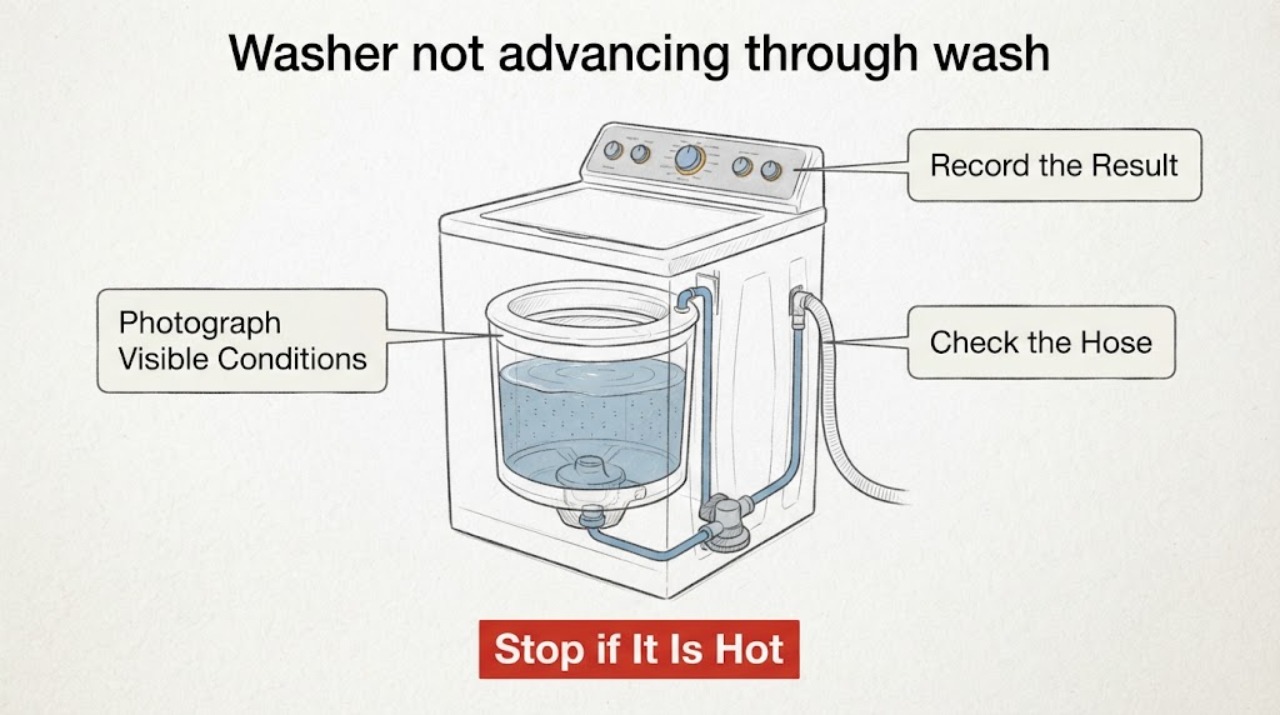 Washer not advancing through wash