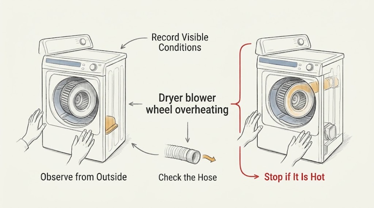 Dryer blower wheel overheating
