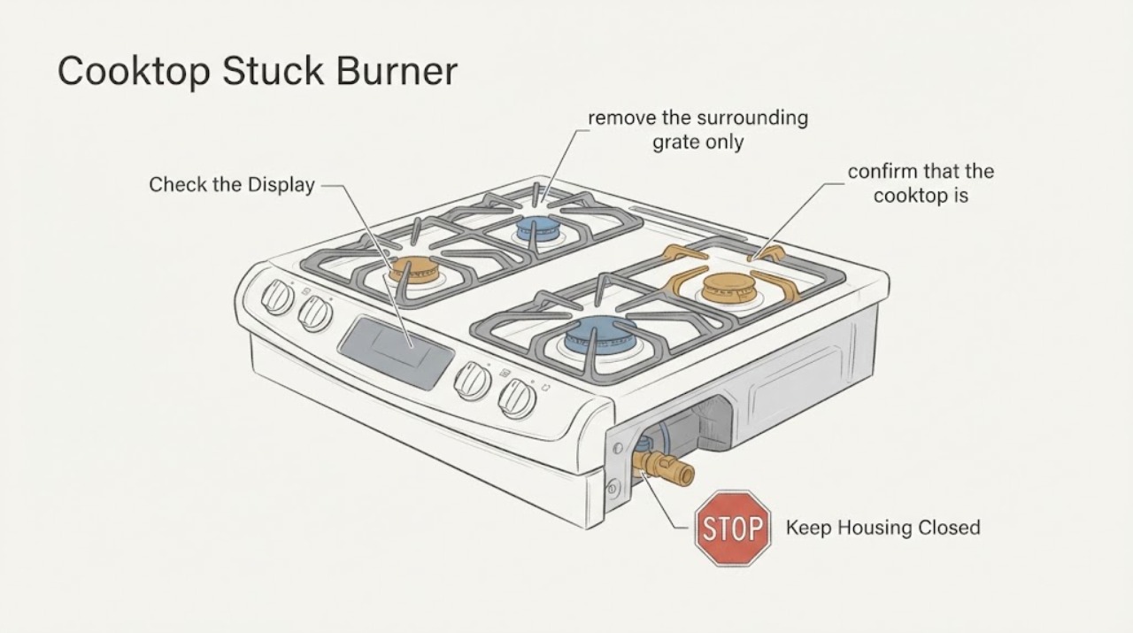 Cooktop Stuck Burner
