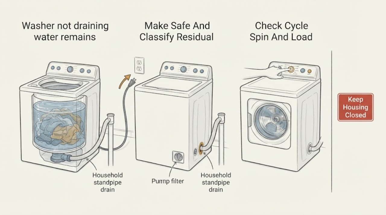 Washer not draining water remains
