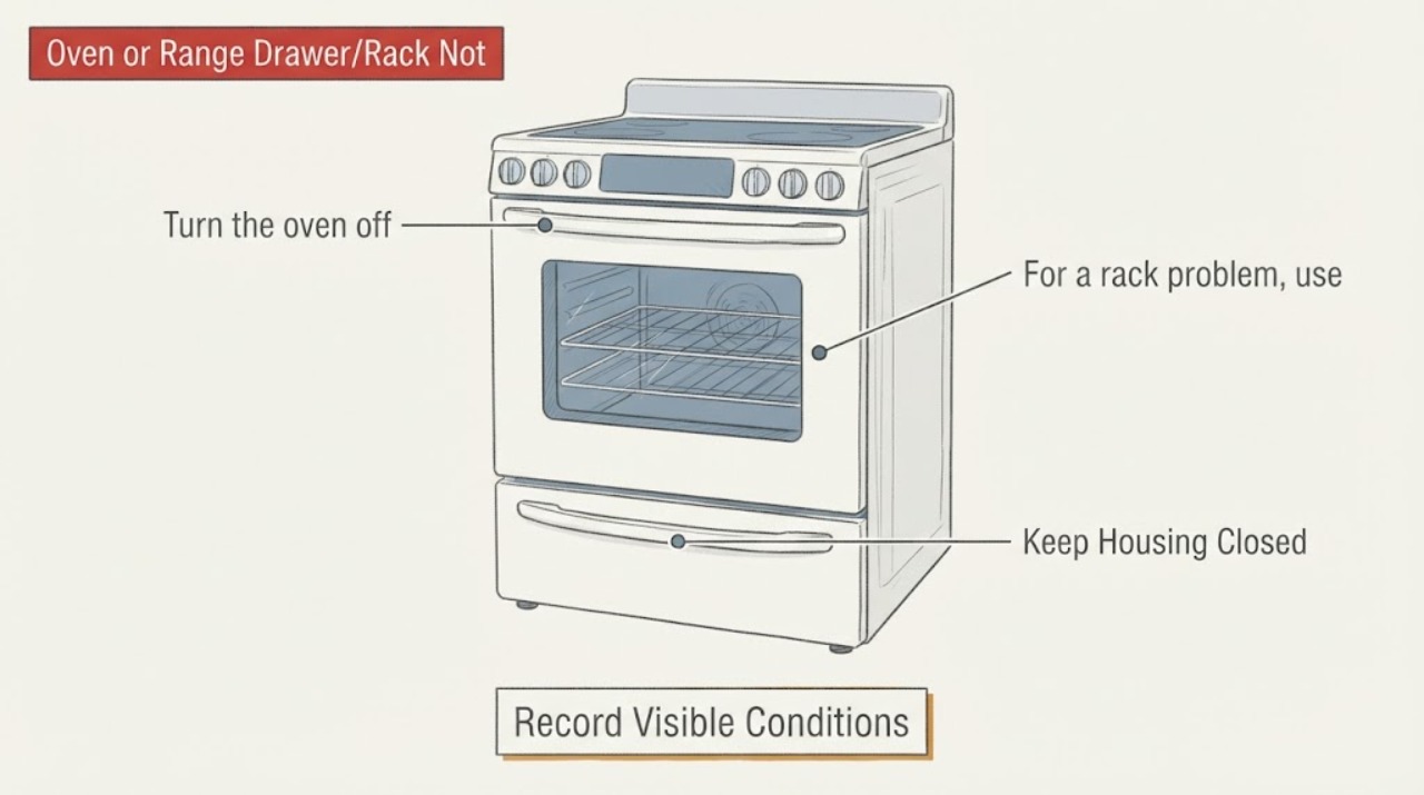 Oven or Range Drawer/Rack Not