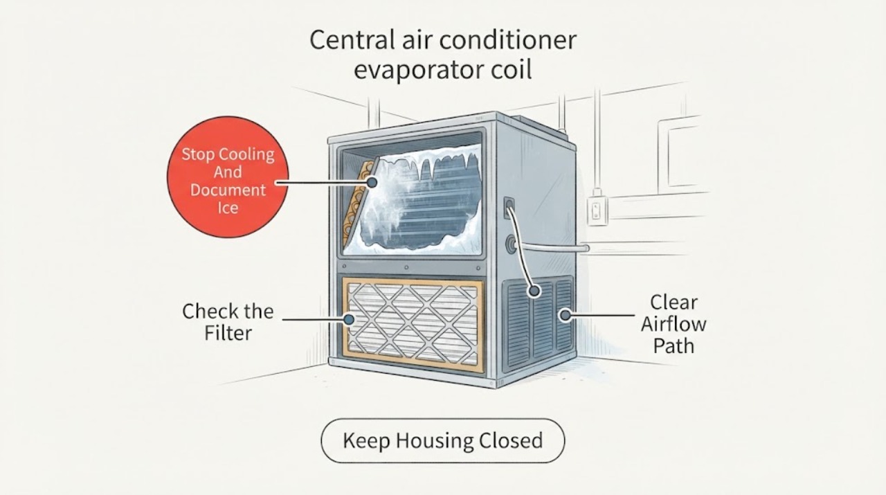 Central air conditioner evaporator coil