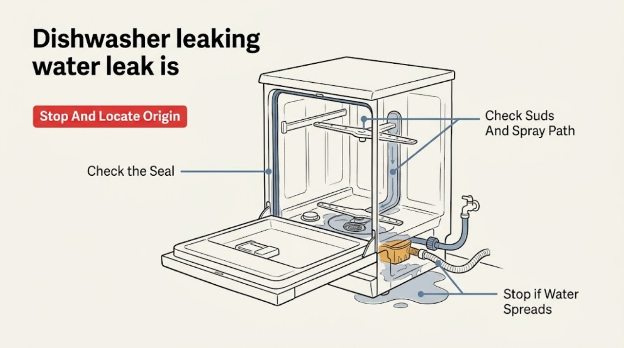 Dishwasher leaking water leak is