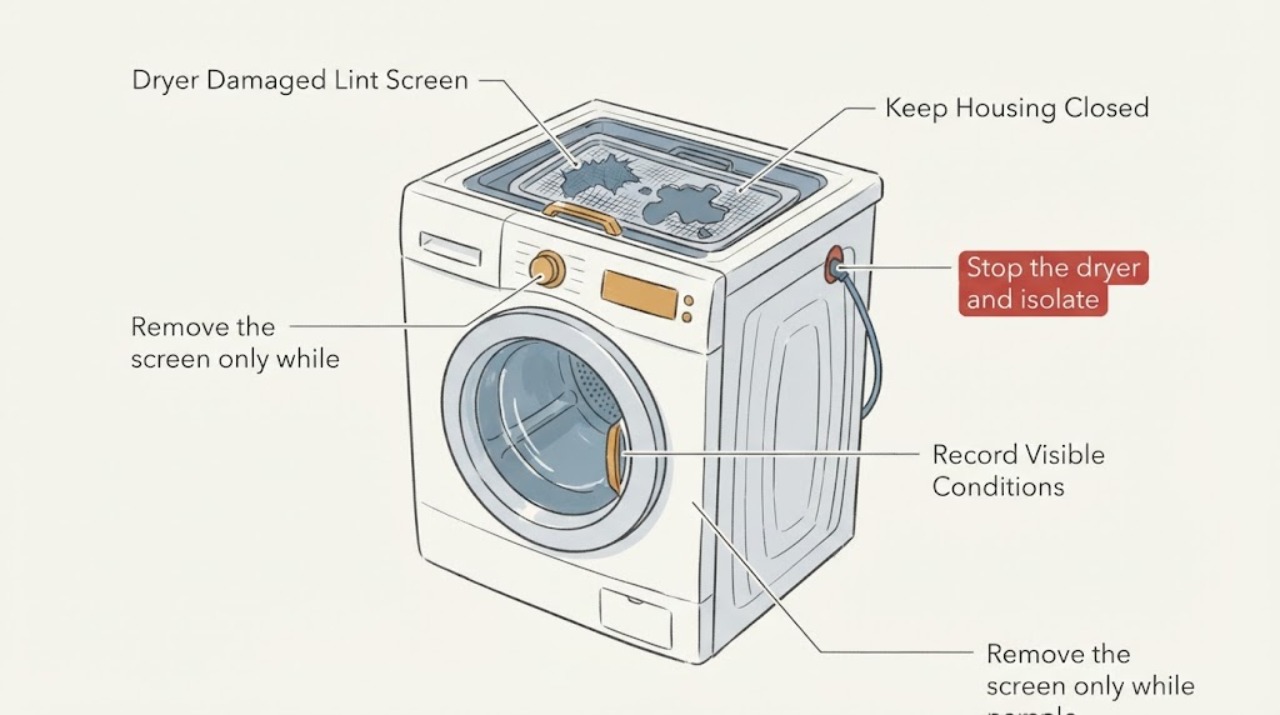 Dryer Damaged Lint Screen