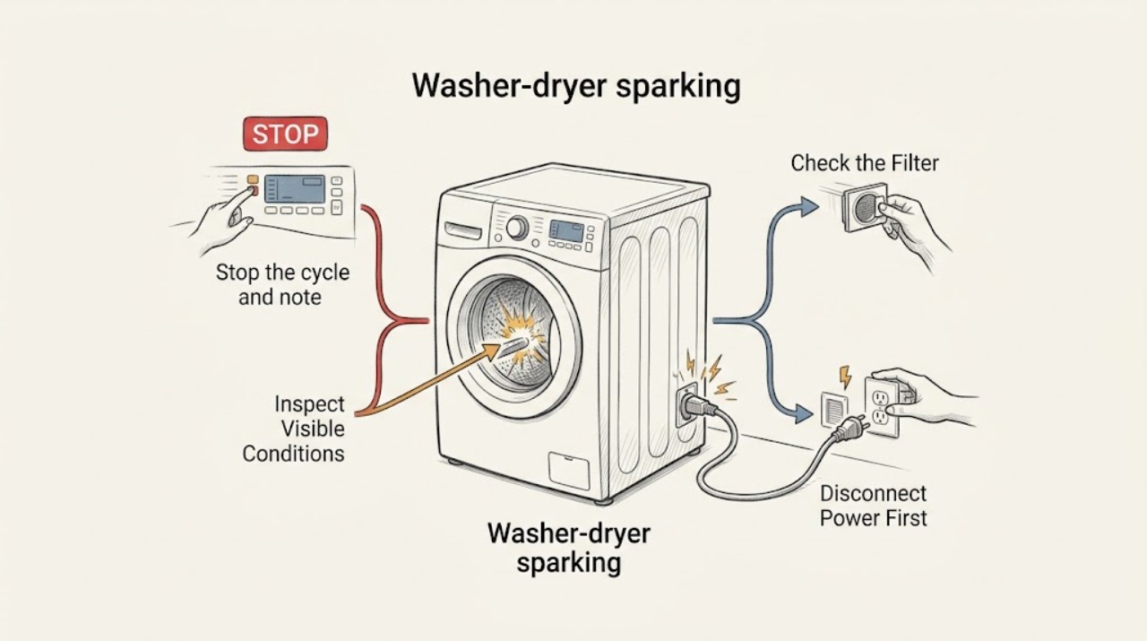 Washer-dryer sparking