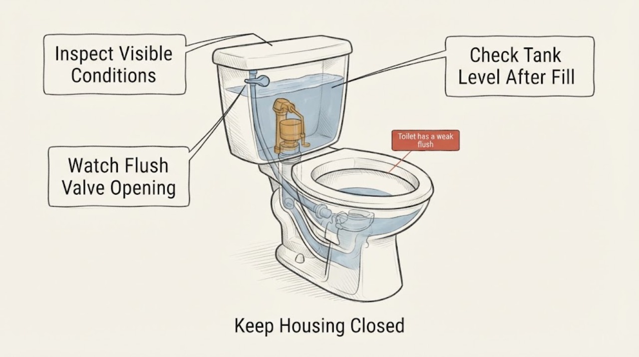 Toilet has a weak flush