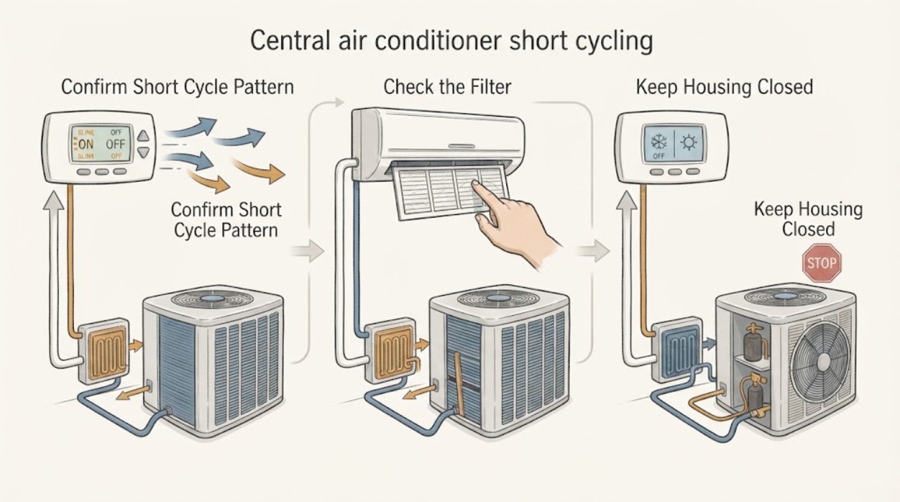 Central air conditioner short cycling