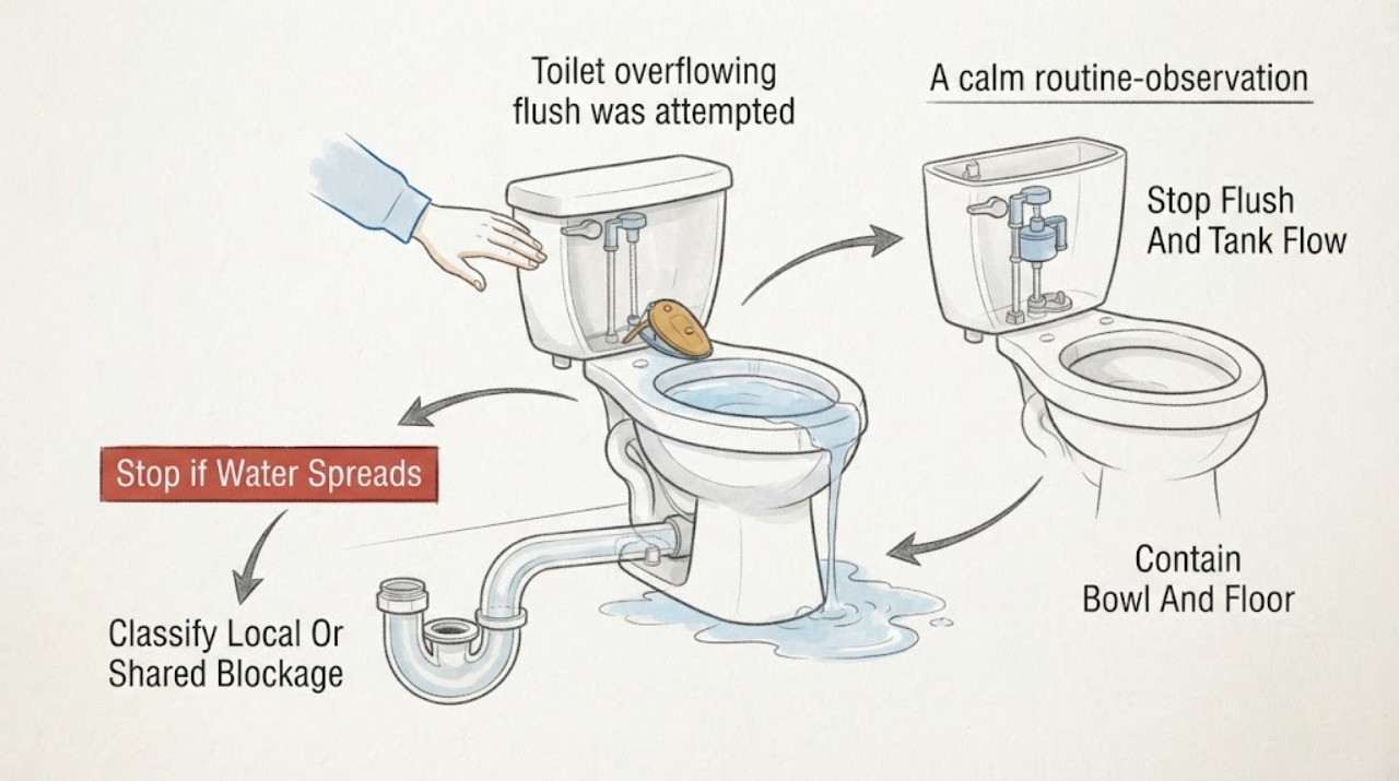 Toilet overflowing flush was attempted