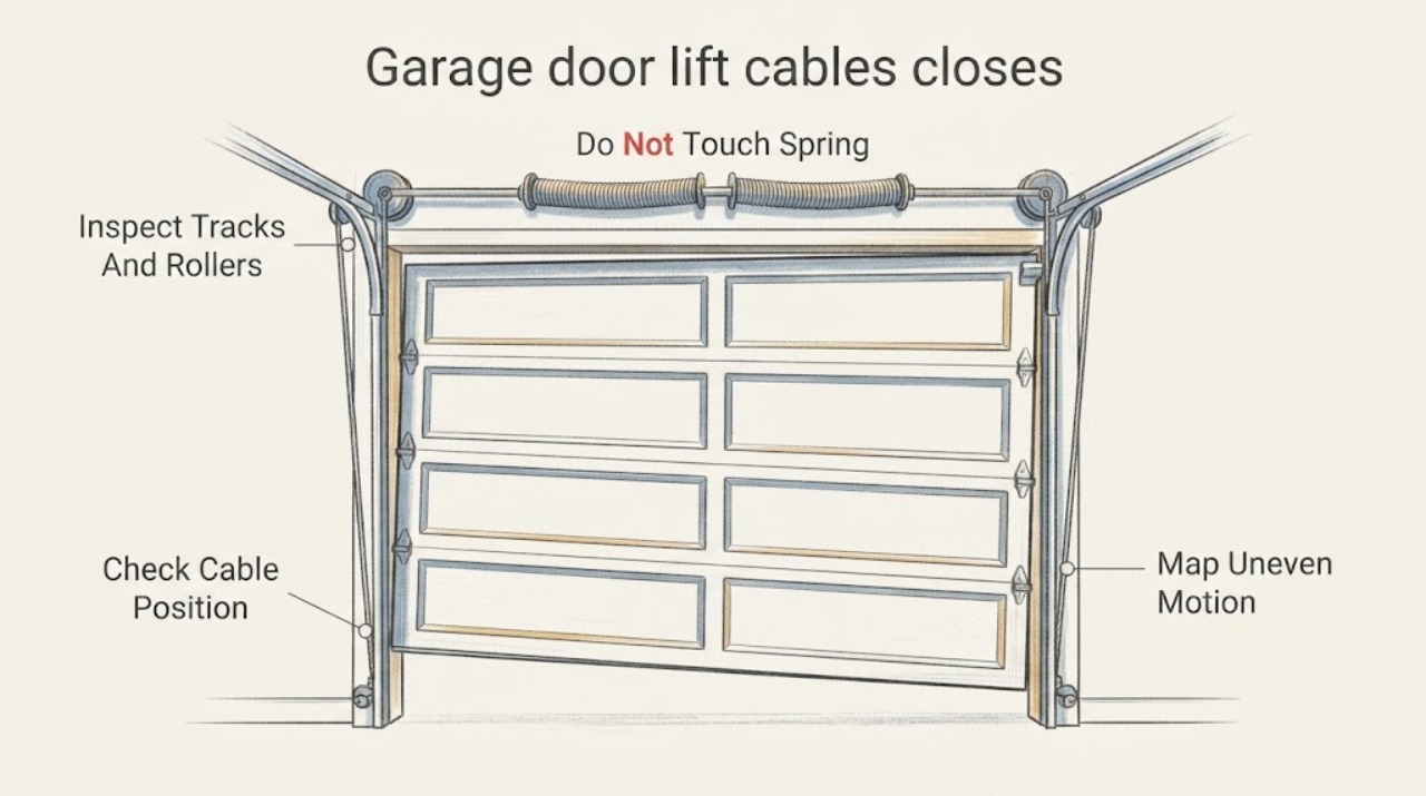 Garage door lift cables closes