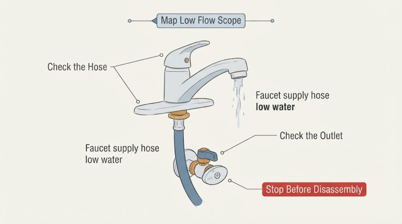 Faucet supply hose low water