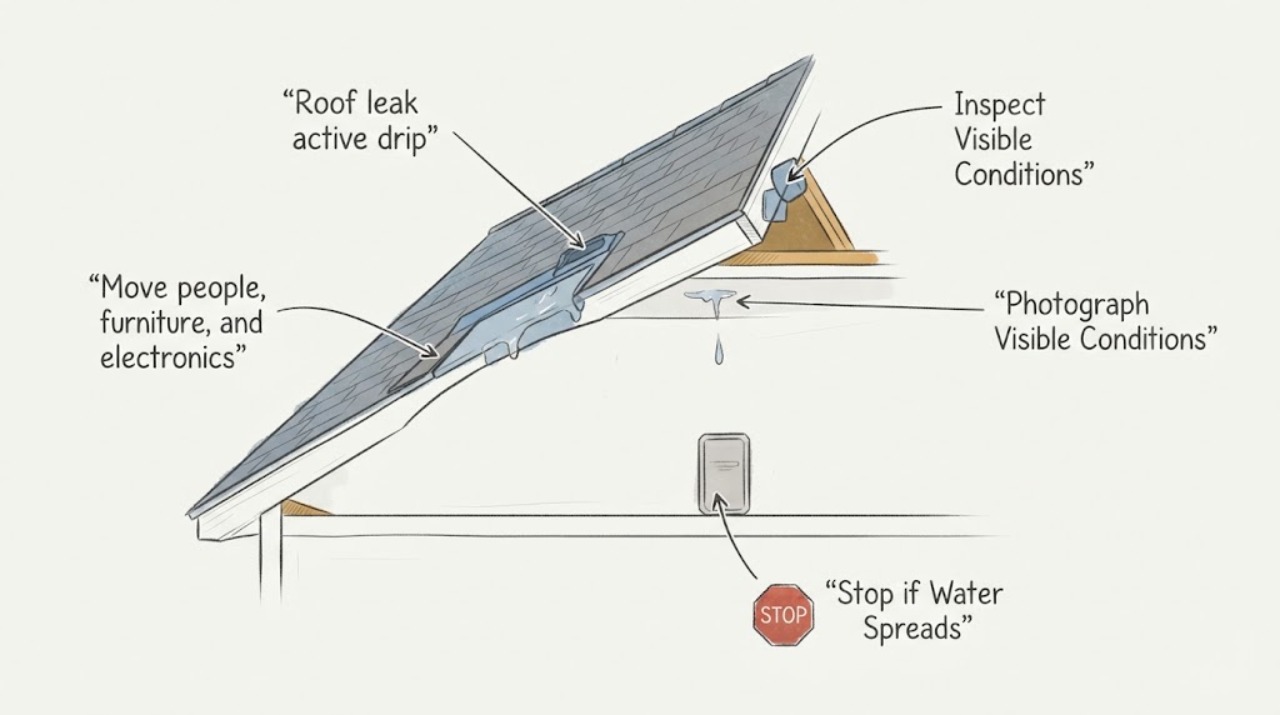 Roof leak active drip