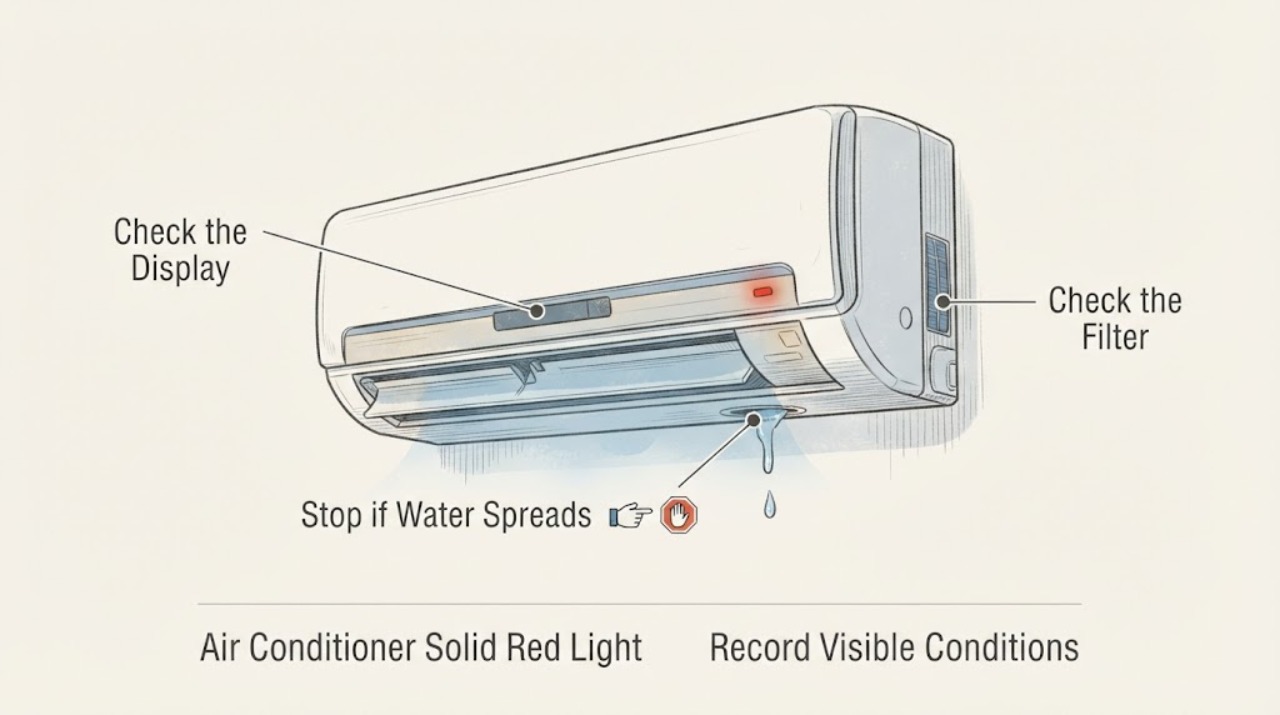 Air Conditioner Solid Red Light