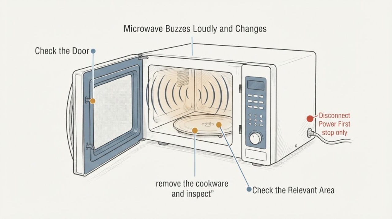 Microwave Buzzes Loudly and Changes
