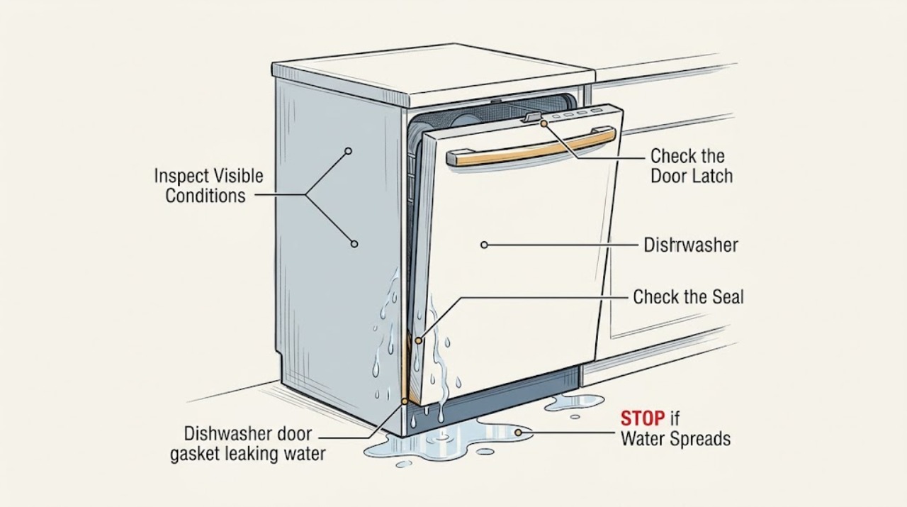 Dishwasher door gasket leaking water