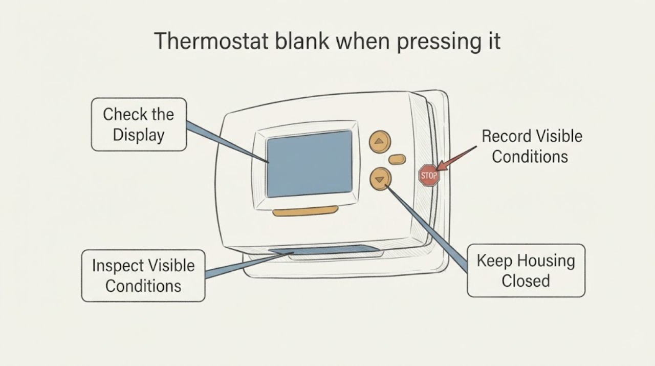 Thermostat blank when pressing it