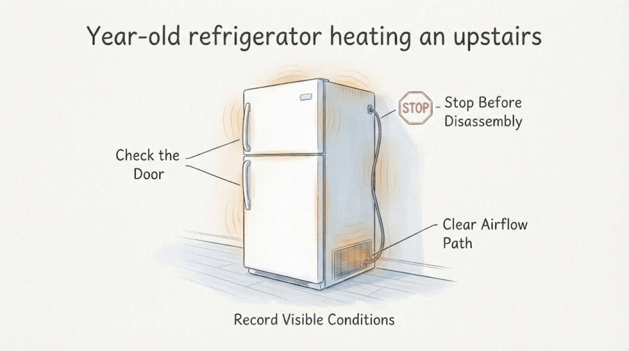 Year-old refrigerator heating an upstairs