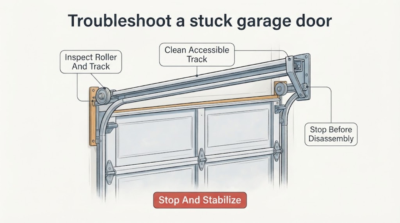 Troubleshoot a stuck garage door