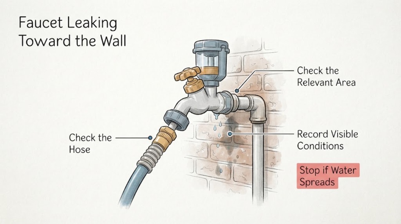 Faucet Leaking Toward the Wall