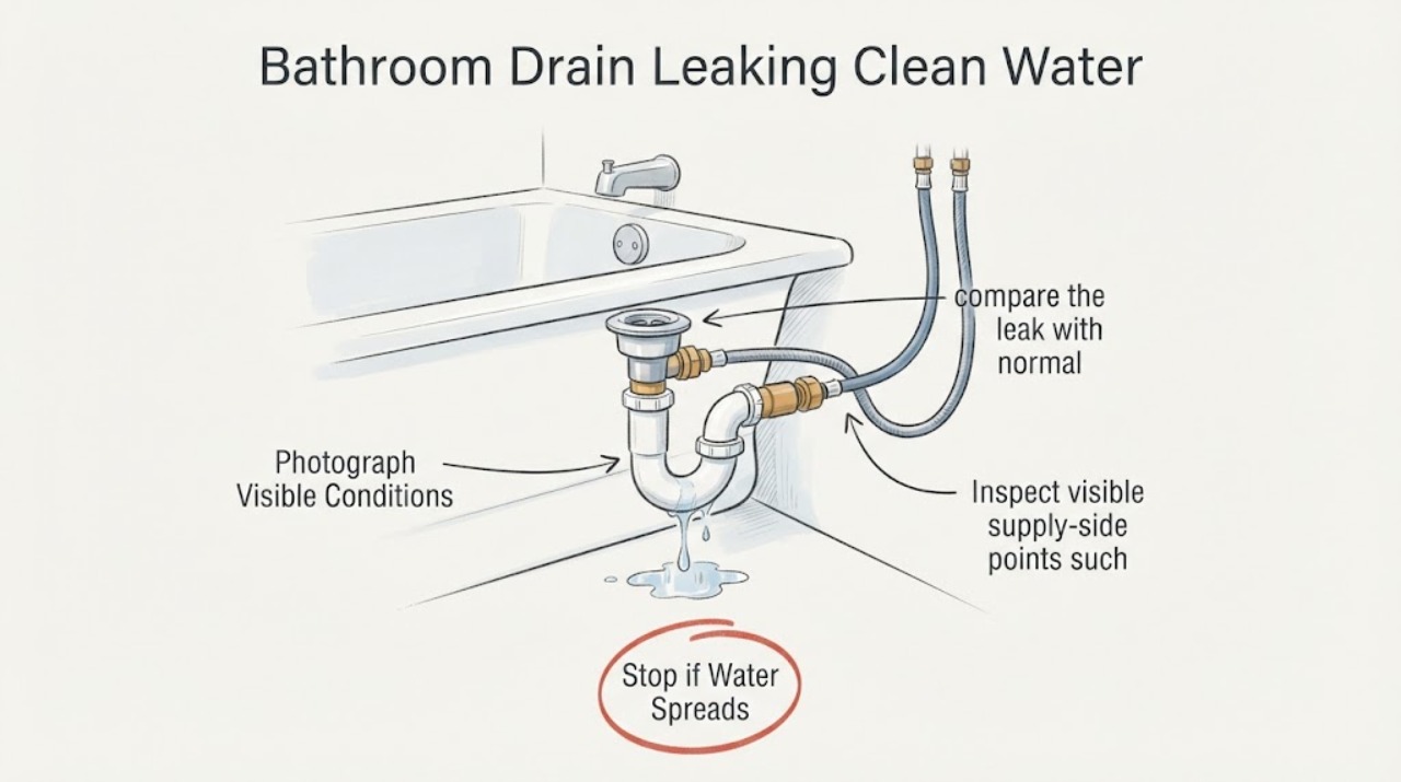 Bathroom Drain Leaking Clean Water